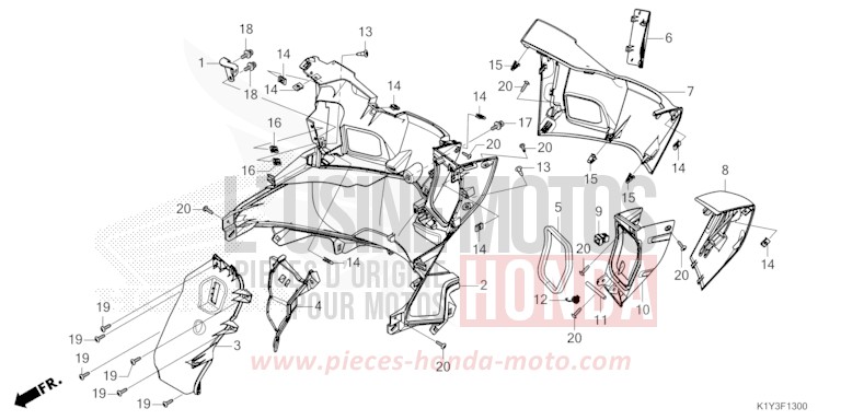 INNER COVER for PCX 125 CANDY LUSTER RED (R368) from 2021